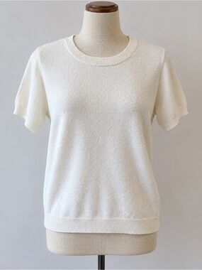 Short-Sleeve Knit Top - White Size Medium